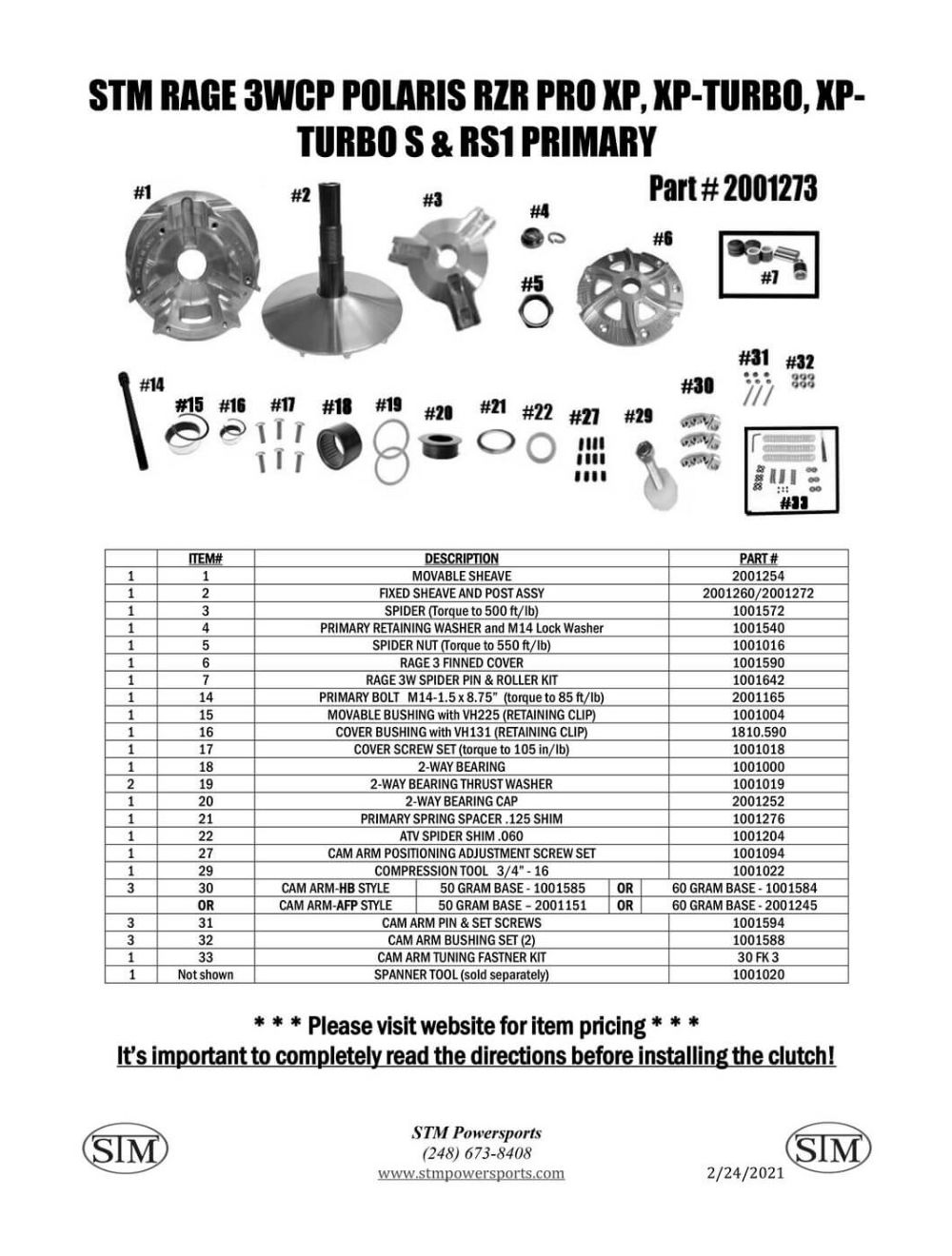 STM Rage 3WCP Polaris RZR Pro XP / Turbo R / Pro S Primary Drive